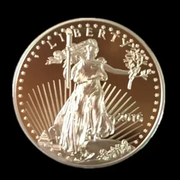 100 vnt nemagnetiniai Laisvę 2016 laisvės ženklelis 24K nekilnojamojo auksą, padengtą 32.6 mm erelis suvenyrų dekoravimas monetos