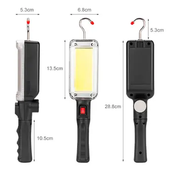 Magnetinio COB LED Žibintuvėlis Darbinis Šviesos Nešiojamų Kablys Lempa Kempingas, Alpinizmas Medžioklės Automobilių Remontas USB jungtį Įkraunama