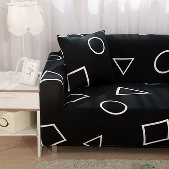 Juoda geometrinis spausdinti spandex sofa apima kambarį ruožas užvalkalai, sofos dangtelis kampe sofa L formos