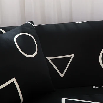 Juoda geometrinis spausdinti spandex sofa apima kambarį ruožas užvalkalai, sofos dangtelis kampe sofa L formos