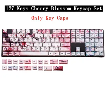 127 Klavišus PBT Klavišą Caps 5-Sided Sakura Keycaps Nustatyti OEM Profilis Cherry G80-3800/3802/3850 68 Klavišą Žaidimų Mechaninė Klaviatūra