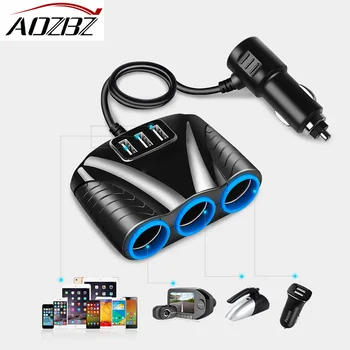 AOZBZ USB Automobilio Cigarečių Degiklio Lizdo Splitter Hub Power Adapter 12V-24V 3USB 5V iPhone, iPad, Smartphone automobiline DVR GPS