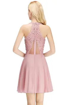 Rožinės spalvos Šifono Vakaro Suknelė 2020 Elegantiškas Trumpas Oficialų Suknelė Sexy V Kaklo, Rankovių Aplikacijos chalatas de soiree