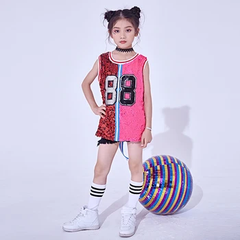 2018 Hip-Hop Šokio Kostiumai Vaikams China Vest Top Vaikų Džiazo Scenoje Suknelė Gatvės Šokių Drabužiai Mergaitėms Veiklos Dėvėti DNV10140