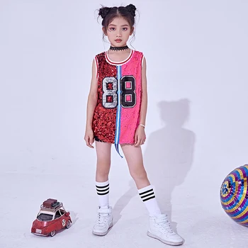 2018 Hip-Hop Šokio Kostiumai Vaikams China Vest Top Vaikų Džiazo Scenoje Suknelė Gatvės Šokių Drabužiai Mergaitėms Veiklos Dėvėti DNV10140