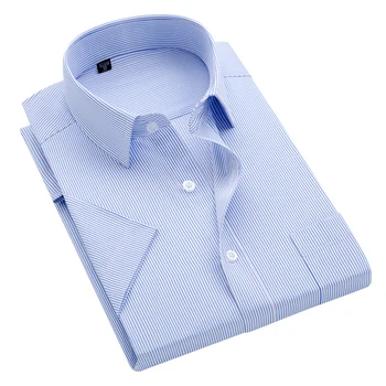 Vasaros S~8xl vyrų dryžuotas trumpomis rankovėmis suknelė marškinėliai aikštėje apykaklės ne geležies reguliariai tinka nuo raukšlių kišenėje vyrų socialinės marškinėliai