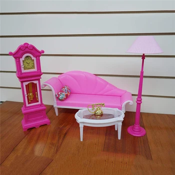 Naujas Atvykimo Lėlės Sofa Nustatyti Retro Estetinės Kambarį su Grindų Laikrodis + Lempa + Stalas + Pagalvė Barbė Baldų 
