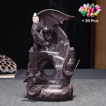 Smilkalai Krioklys Smilkalų Degiklis Keramikos Dragon Dekoratyvinis Žaidimas, Sumaišyti Smilkalai Kūginiai Krioklys Rūkymo kambario Dekoro