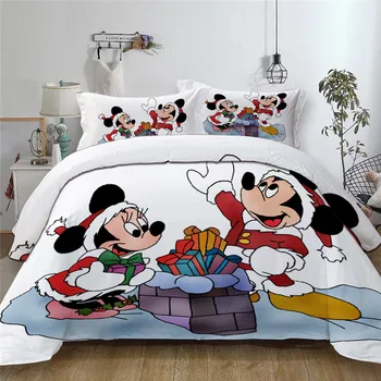 Kalėdų Disney Patalynė Mickey Mouse Minnie Antklode Padengti Nustatyti Kalėdos Animacinių Filmų Karalienės Ir Karaliaus Dydžio Patalynės Komplektas Berniukams Mergina Suaugusiųjų Namuose