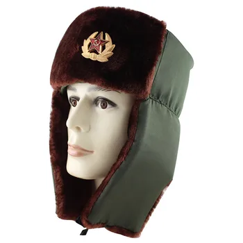 Naujas Žiemos Sovietų Kariuomenės Karinių Ženklelis Rusija Ushanka Bombonešis Skrybėlės, Kepurės Dirbtiniais Kailiais Earflap Moterų, Vyrų Sniego Kepurės
