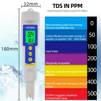 10vnt/daug PH-986 Skaitmeninis TDS Testeris PH-Metras 3 in 1 PH TEMP TDS 0-19990ppm Testeris Vandens Kokybės Analizatorius Detektorius, skirtas Baseinas 40%