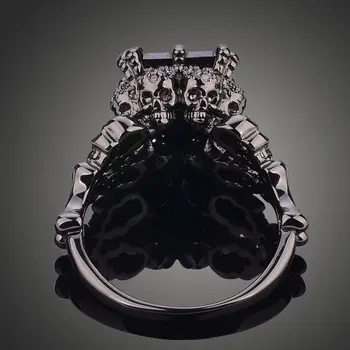 Kaukolės Žiedas Aukso Rodis Padengtą Demonas Princesė Juodas Cirkonis Moterų Vestuvių Žiedai Moterims Bague Femme, Dovanos, didmeninė