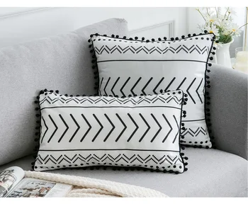 [MUZE-U] Bohemijos black & white geometrinis aksomo pagalvėlės dangtis 45*45 30*50 kamuolys kutas namų pagalvę padengti biuro kėdės užvalkalas