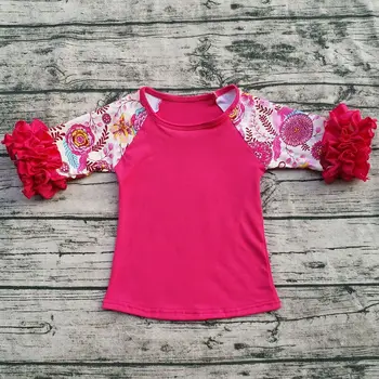 2018 m. Pavasarį Vaikų Vasaros Spausdinti Raglan medvilnės marškinėliai kūdikiams, kūdikių pynimas raglan rankovėmis gėlių