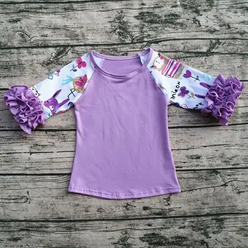 2018 m. Pavasarį Vaikų Vasaros Spausdinti Raglan medvilnės marškinėliai kūdikiams, kūdikių pynimas raglan rankovėmis gėlių