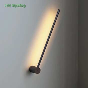 Minimalistinis LED Sienos Lempos Miegamasis Laiptų Eilėje sieninių šviestuvų Salonas Sienos Sconce Atmosfera Loft Apdailos Juodojo Aukso 110-240V