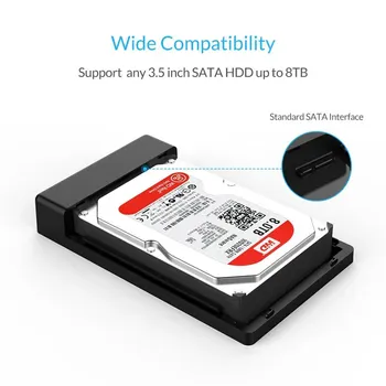 ORICO 3.5 Colių HDD Talpyklos SATA su USB3.0 / USB 3.1 Pr 1 C Tipo Kietąjį Diską Atveju SSD Disko UASP 8 TB Su Maitinimo Adapteris