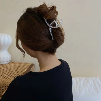 QIANJI Pietų Korėja ins pearl staigius atgal galvą, didelis plaukų įrašą šukuosena elegantiškas temperamentas plaukų gaudyti ryklių įrašą kietas