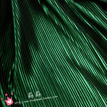 1psc Drabužio audinio smaragdas žalia Pinstripe akordeonas plisuotos šilko satino grūsti elektro-optiniai audinio sijonas(klostuotas 0,5 m)