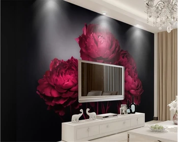 Beibehang Klasikinis užsakymą sutirštės stereoskopinis 3d tapetai asmenybės romantiška raudona rožė, TV foną, sienos dokumentų namų dekoro