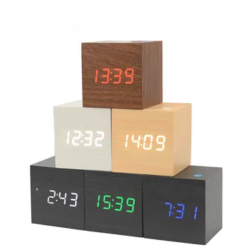 Kubas Mediniai LED Laikrodis-Žadintuvas Despertador Temperatūra Skamba Kontrolė, LED ekranas, Elektroninė Darbalaukio Skaitmeninis TBable Laikrodžiai