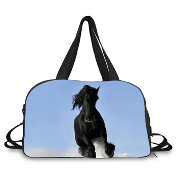 Gyvūnų arklių spaudinių dizainas kelionės krepšys didelis savaitgalį sporto krepšyje, vežančių sporto krepšys su batų skyriuje vyrų trumpą laiką, kelionės