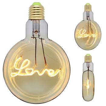 TIANFAN meilės, Led Lemputes, Edison Lemputė Derliaus Lemputes, 4W Led Gijų Dekoratyvinės Šviesos Lemputė Šiltai Balta
