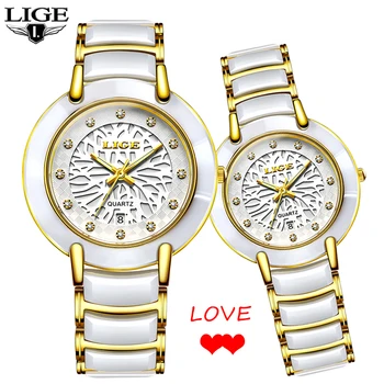 2020 Nauja Pora, Laikrodžiai LIGE Top Brand Prabanga Keramikos Kvarcinis Laikrodis atsparus Vandeniui Šviesos Laikrodis Mada Moterims, Žiūrėti Vyrai Mėgėjams