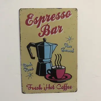 [Luckyaboy] Espresso Bar Karšto Kavos Derliaus Metalo Alavo Ženklai Namų Bar Pub Garažas Dekoro Plokščių Vyras Urvas Sienos Lipdukas