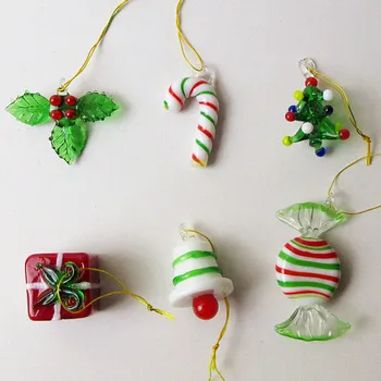 6pcs Rankų darbo Murano stiklo Kalėdų eglutės, ramentas, saldainių, dovanų paketą, varpas, Kalėdų Papuošalai Namų dekoro priedai veltiniams, vilna