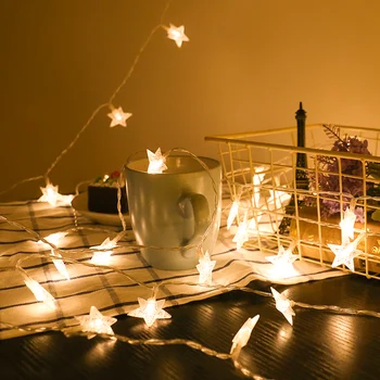 220V ES Plug 10M, 20M 30M Lauko LED Kalėdinė Girlianda Star String Pasakų Šviesos Kalėdų Medžio Šalis Atostogų Vestuvių Dekoravimas