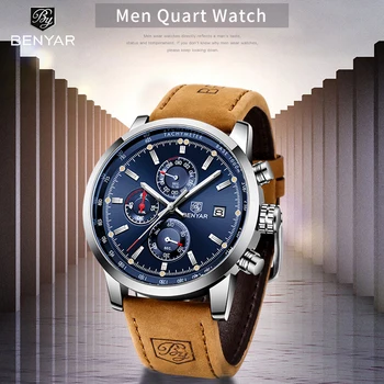 BENYAR 2020 Naujas kvarcinis vyriški laikrodžiai Daugiafunkcį sporto Laikrodis mens top brand prabangos žiūrėti vyrus karinių žiūrėti Reloj hombres