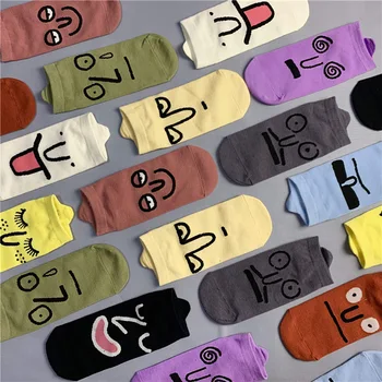 Vasaros Korėja kojinės moterų Animacinių filmų Šypsenėlių Kojinės Mielas Juokingas Kulkšnies Kojinės Medvilnės Nematomi Kojinės Dropship