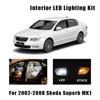 16 Lemputes Baltos Klaida Nemokama Automobilių LED Vidaus apšvietimo Komplektas Tinka 2002-2008 Skoda Superb MK1 MKI Sedanas Žemėlapis Dome Light Kamieno Lempos