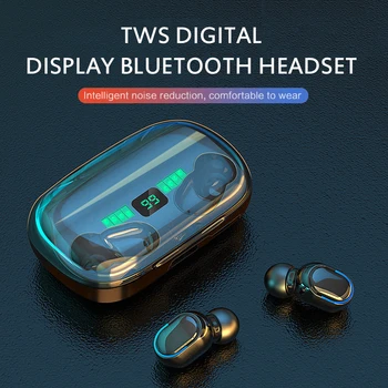 TWS Belaidės Ausinės Bluetooth5.0 Vandeniui Sporto HIFI Stereo Garsas, Bass, Smart LED Ekranas, Ausinių Rankų Xiaomi 