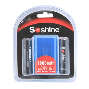 4pcs/daug Soshine 18650 3.2 V 1800mAh LiFePO4 Baterija Su Saugomų PCB + 2vnt Baterija Atveju
