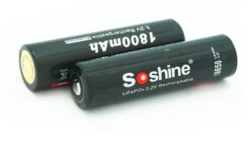 4pcs/daug Soshine 18650 3.2 V 1800mAh LiFePO4 Baterija Su Saugomų PCB + 2vnt Baterija Atveju