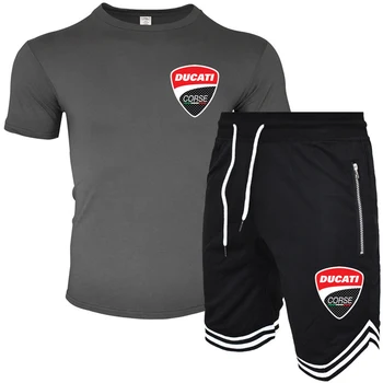 Nauji vyriški kostiumas trumpomis rankovėmis skaitmeninis spausdinimas Ducati logotipas trumpas rankovės atsitiktinis mados Harajuku aukštos kokybės vyriški trumpomis rankovėmis +