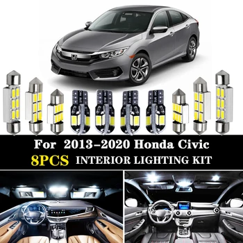 8Pcs Premium Canbus White Xenon LED Žibintai Interjero Paketas 2013 - 2018 2019 2020 Honda Civic led salono apšvietimas Rinkinys