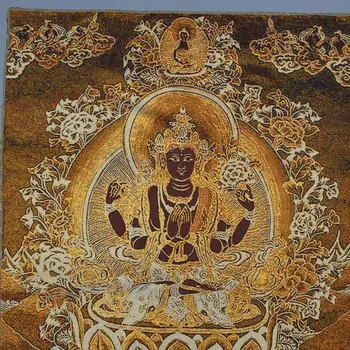 Antikvariniai brokatas, šilko siuvinėjimo, tapybos, Buda portretas