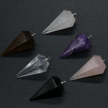 Naujas Natūralaus akmens pakabukas cone cut Rose quartzs pakabukas karoliai, 