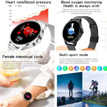 NAUJAS Mados Smart Watch Moterų jutiklinių Smartwatch Širdies ritmo Fitness Tracker Ponios Smart Laikrodis 