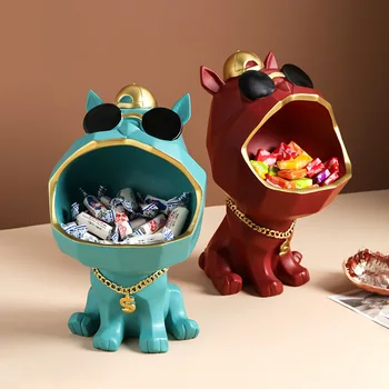 Kietas šuo Statulėlės didelė burna šunų laikymo dėžutė namų dekoravimo, dekoratyvinių dervos meno skulptūra figūrėlės namų dekoro, dekoratyvinis dovanų