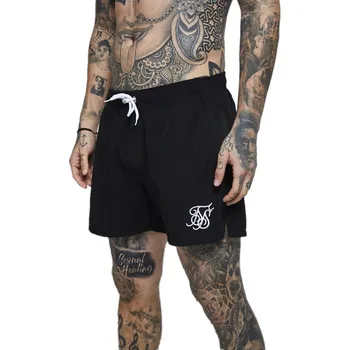 2019 naujas vyrų shorts mens tinkamumo dėvėti atsitiktinis mados šortai, medvilnės Sik šilko siuvinėjimo fitneso vasaros vyriški šortai