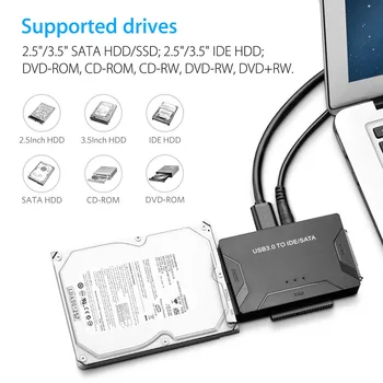 Naujos USB 3.0 IDE, SATA Konverteris Išorinį Kietąjį Diską Adapterio Rinkinys 2.5