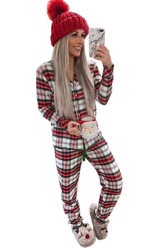 Kalėdų Pižama Drabužius 2 Vienetų Rinkinių Moterų Atsitiktinis 2020 M. Rudenį Vieno Krūtinėmis Viršūnes Kelnės Ziajać Apranga Sleepwear Pižamos