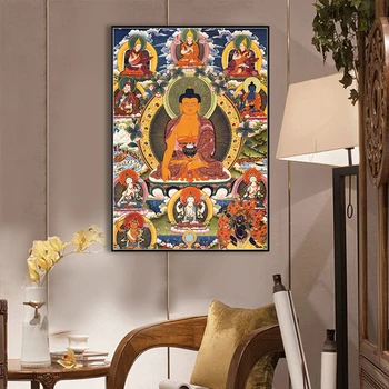 Sakyamuni Budos Religinių Įsitikinimų Thangka Drobė Spausdinti Tapybos plakatus Sienos Nuotraukas, gyvenamojo Kambario, Prieškambario Namų Puošybai