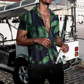 Naujas Stilius Havajai Vyrų Mygtuką Marškinėliai 2020 Viršų Trumpomis Rankovėmis Atsitiktinis Tee Slim Atsitiktinis Spausdinti Drabužiai, Marškinėliai