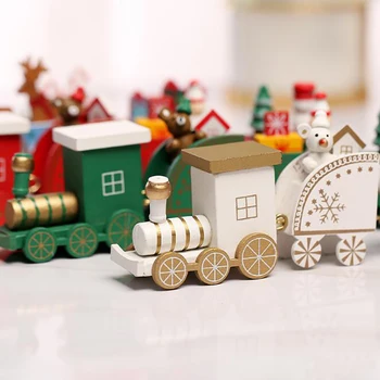 Kalėdinė Dekoracija Keturi Maži Traukiniai Kalėdų Asamblėjos Modeliai: Medinis Kalėdinė Namo Puošyba, Dekoravimas