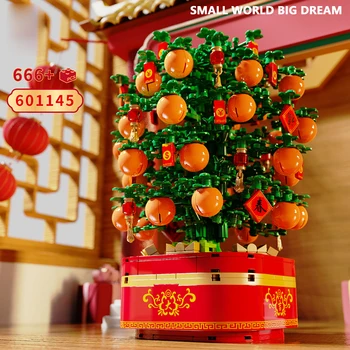 SEMBO Miestas Kūrėjas Kinų naujieji Metai Apelsinų Medis Idėjų SS Su LED Šviesos Muzikos Kūrimo Bloką, Plytas, Vaikams, Žaislas Vaikams Dovanos